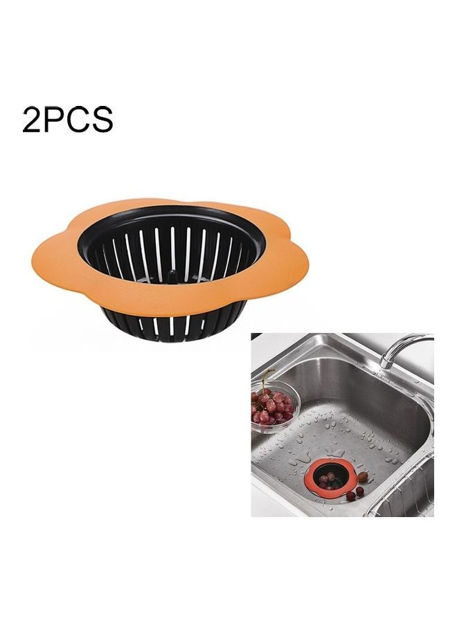 NIBEMINENT 2-Piece Portable Strainer Sink Filter Orange/Black - Image 1