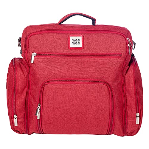 Mee Mee Nursing Diapers Bag |Adjustable Strap,Water &Stain Resistant BackPack |Spacious Bag With Multi Pockets for Keeping Milk Bottle Attached Diaper Changing Mat |All Baby Essentials In1 Bag(Maroon) - Image 1