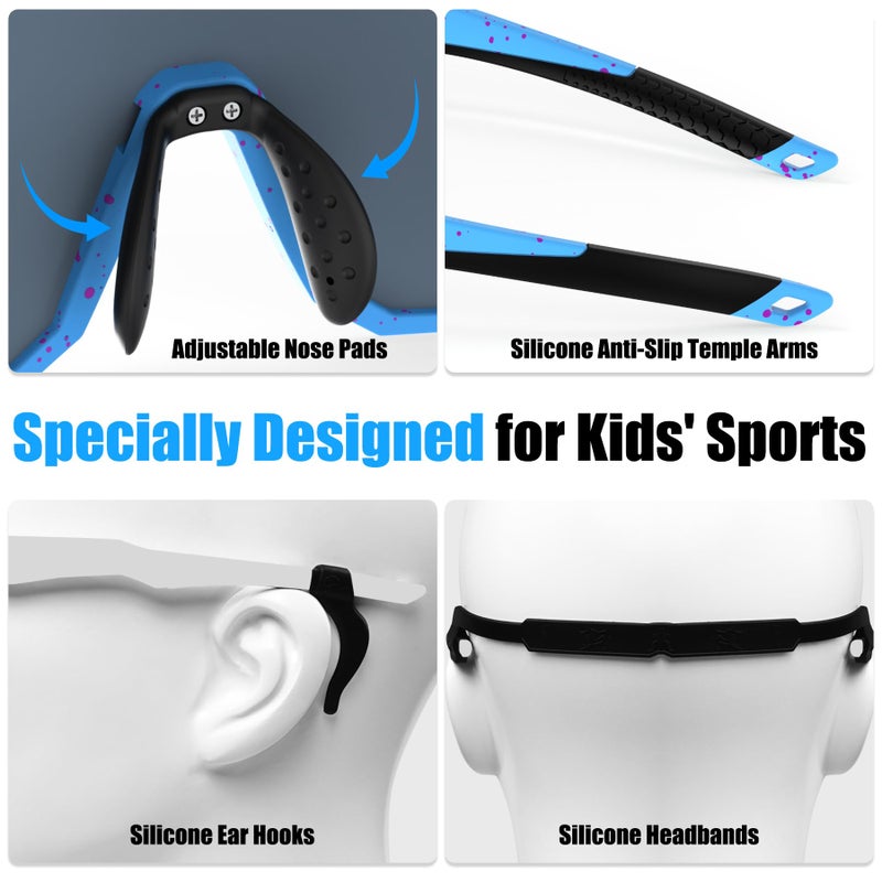 Xtiger X-TIGER Kids Sunglasses Polarized Youth Baseball Sunglasses for 8-14 boys girls UV400 Sports Softball Cycling Glasses - Image 5