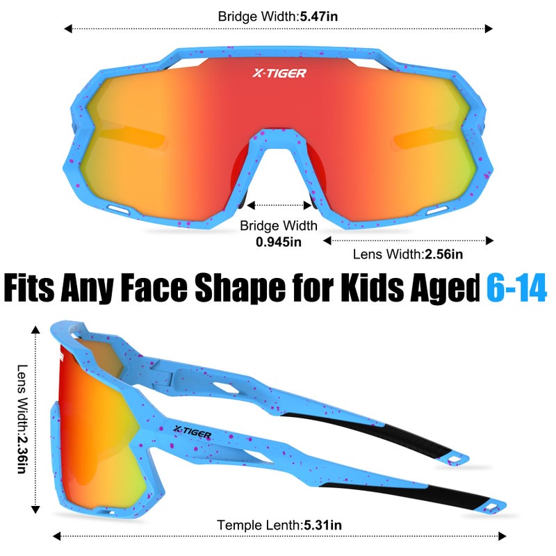 Xtiger X-TIGER Kids Sunglasses Polarized Youth Baseball Sunglasses for 8-14 boys girls UV400 Sports Softball Cycling Glasses - Image 3