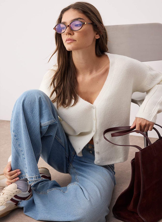 trendyol Ecru Soft Texture Sleeve Embroidery Detail Wide Pattern Knitwear Cardigan - Image 2