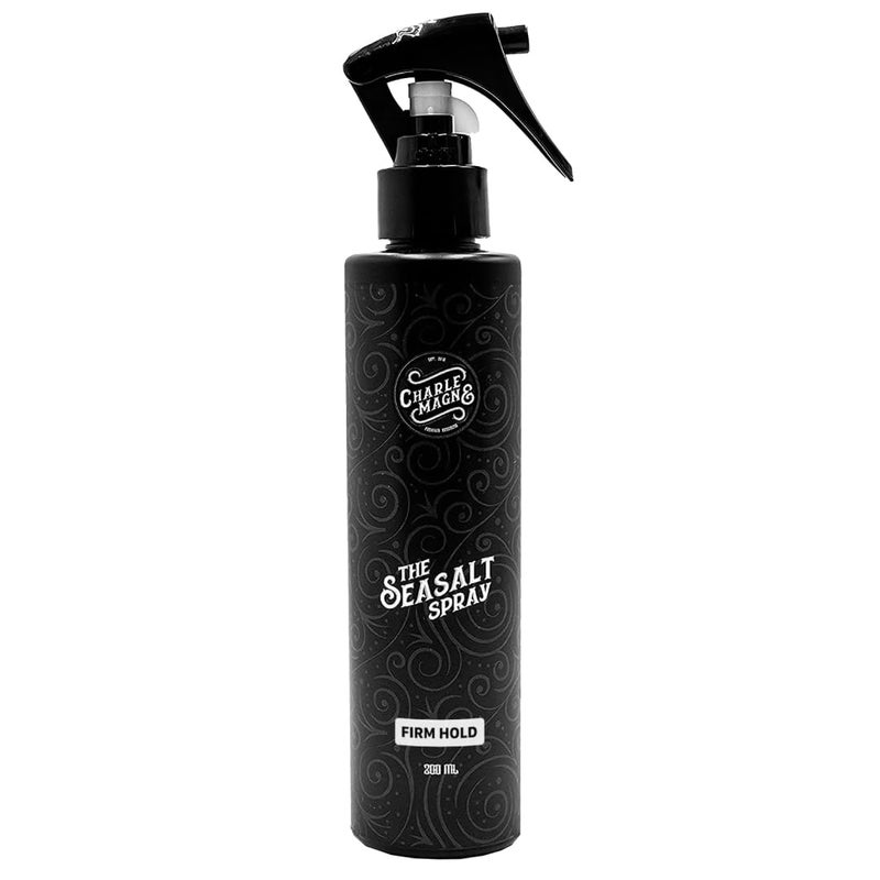 Charlemagne بخاخ ملح البحر شارلمان للرجال تثبيت قوي 200 مل رائحة نسيم البحر الأبيض المتوسط قوام بخاخ ملح الماء للشعر حجم  تجاعيد أمواج الشاطئ مع حماية من الحرارة لمسة غير لامعة صنع في ألمانيا