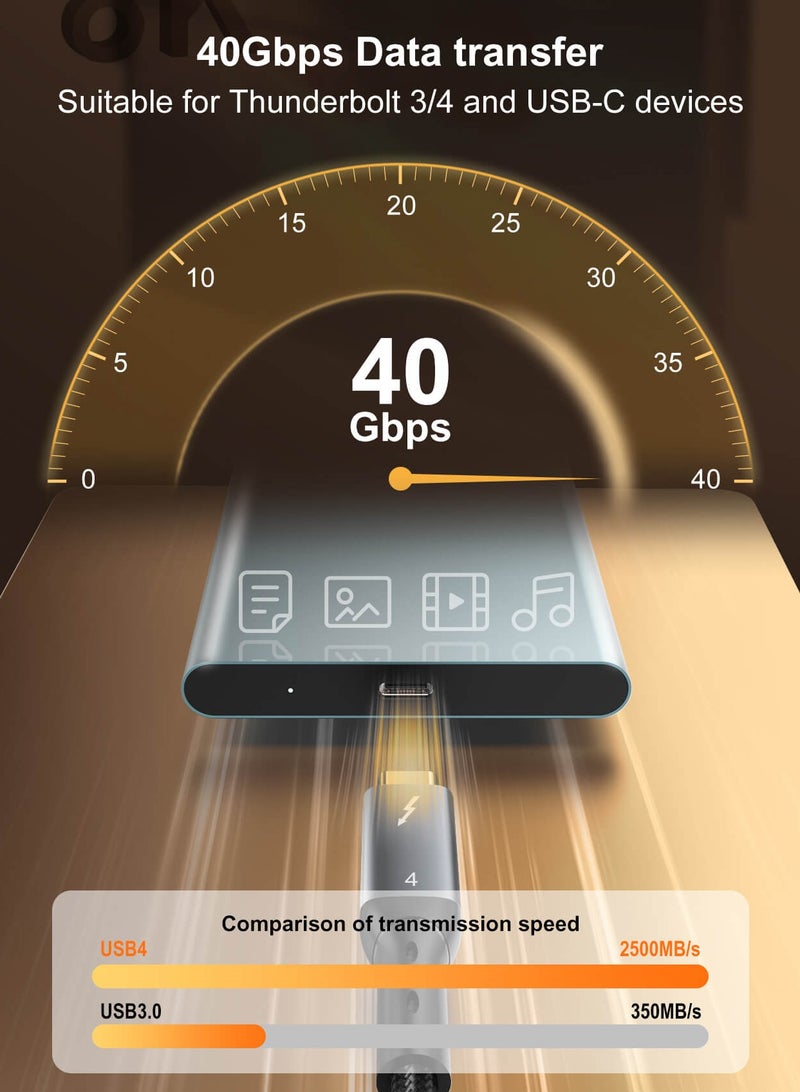 كابل بيانات شحن سريع 240 واط، كابل USB C من النوع C بسرعة نقل بيانات 10 جيجابت في الثانية بدقة 4K عند 60 هرتز، مخرج فيديو USB C 3.2 لأجهزة iPhone 16 15 Pro Series Laptop iPad MacBook Pro Air Matebook iPad - Image 4