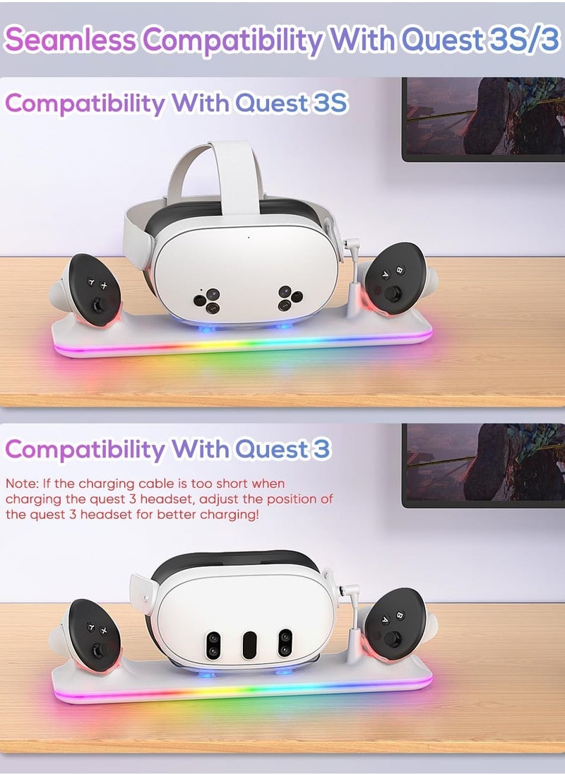 RATSAW - Charging Dock for Meta Quest 3S/3 Magnetic Charging Station for Oculus Quest 3S/3 Accessories with RGB Light Charging Stand for VR Headset and Controller with 2 Rechargeable Batteries - Image 1