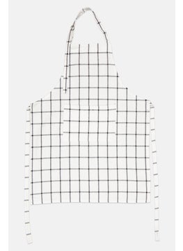 YOTO Plaid Print Adjustable Kitchen Apron, White  - Image 1