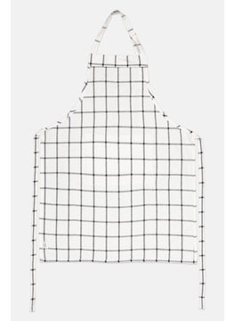 YOTO Plaid Print Adjustable Kitchen Apron, White  - Image 3