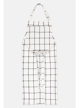 YOTO Plaid Print Adjustable Kitchen Apron, White  - Image 2