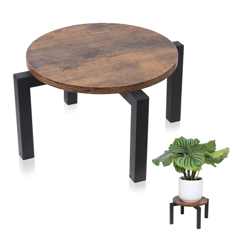 Vigordream Plant Stand Indoor Heavy Duty Sturdy Metal Plant Holder Wooden plant Stool Single Plant Pot Stand Low Short Planter Stand - Image 2