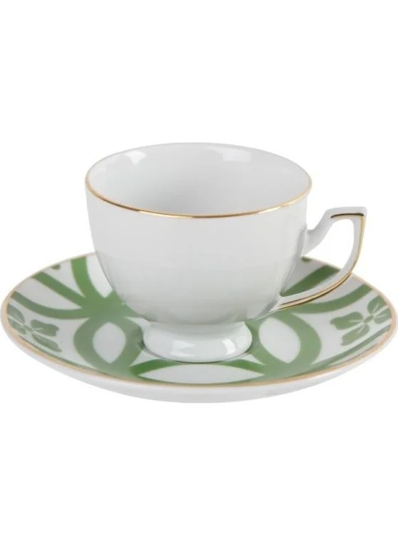 Porland Morocco Plate+Teacup D1 Green 170cc