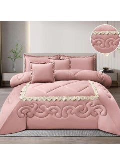 HOMEVEO Winter comforter set for two people made of soft materials such as polyester, 6 pieces, size 230 x 250 cm, pink 