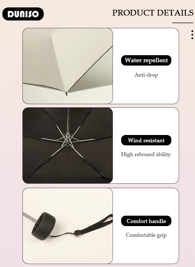 DUNISO Travel Umbrella UV Resistant, Folding Umbrella Sun Protection Lightweight Compact Portable Waterproof Windproof Rain Umbrella for Men Women - Image 2