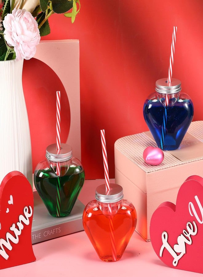 Willinglong 10 oz Mother's Day Heart Shaped Cups with Lids and Straws Plastic Heart Drink Bottle Clear Plastic Tumblers Clear Drinking Cocktail Cups for Mothers Day Birthday Party - Image 4