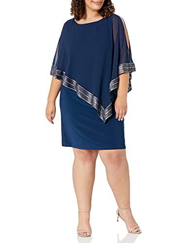 S.L. Fashions فستان كيب بحجم زائد للنساء من S.L. Fashions، لون كحلي، 16W - Image 4