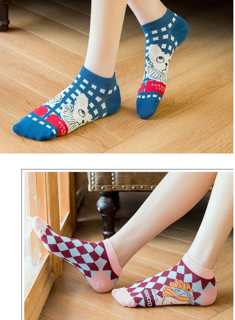 SYOSI Womens Girls Fun Novelty Ankle Socks Cute Colorful Cartoon Animal Floral Cotton Short Low Cut Socks Gift - Image 4