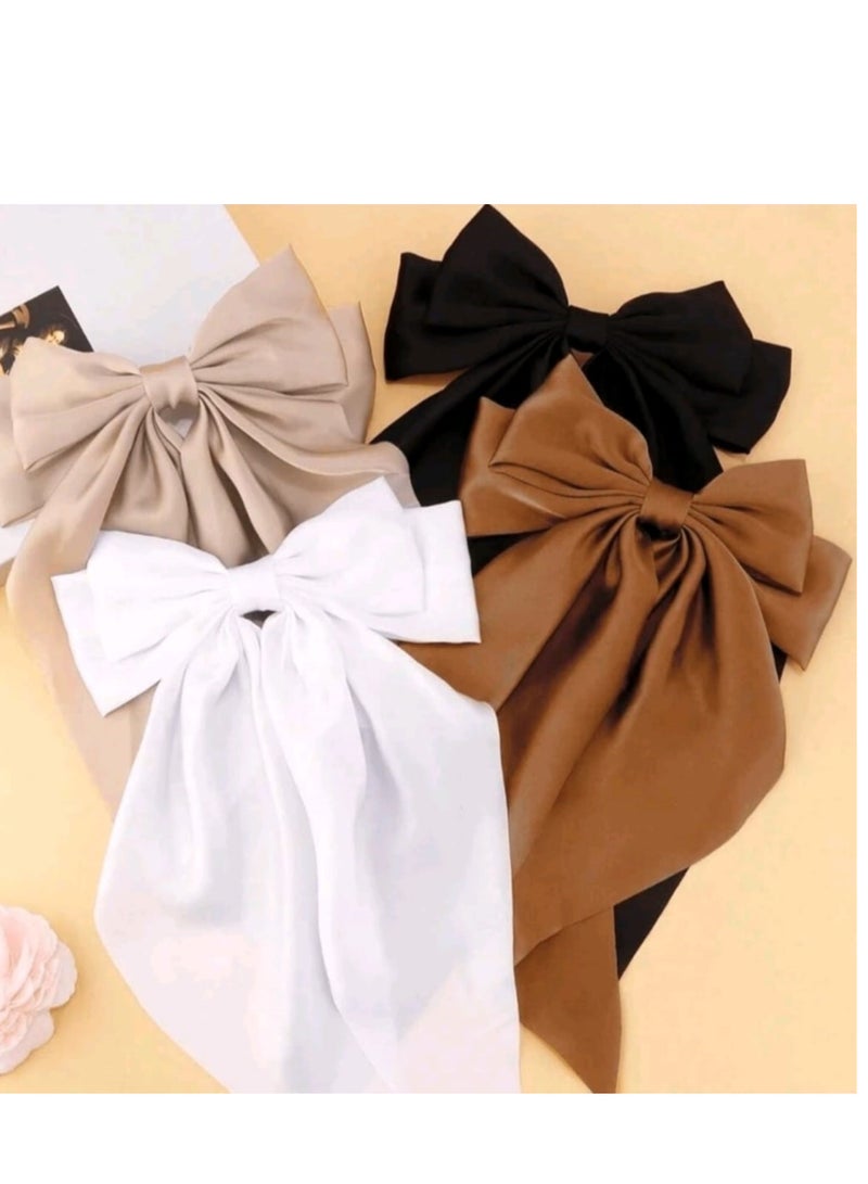 Hair Bows For Women ,  Large Bowknot Hair Accessories, Silk Satin Hair Ribbon Barrettes - Image 2