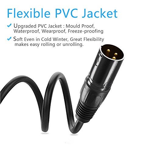 JLPOW 50 ft Flexible DMX Cable, Gold-Plated 3 Pin Signal XLR Male to Female DMX Cable Wire, Best for DJ Stage Lighting Moving Head Lights Par Light (2 Pack) - Image 2