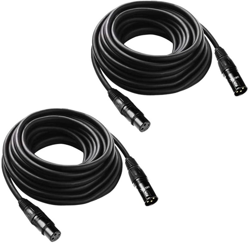 JLPOW 50 ft Flexible DMX Cable, Gold-Plated 3 Pin Signal XLR Male to Female DMX Cable Wire, Best for DJ Stage Lighting Moving Head Lights Par Light (2 Pack) - Image 1