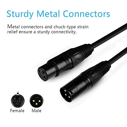 JLPOW 50 ft Flexible DMX Cable, Gold-Plated 3 Pin Signal XLR Male to Female DMX Cable Wire, Best for DJ Stage Lighting Moving Head Lights Par Light (2 Pack) - Image 4