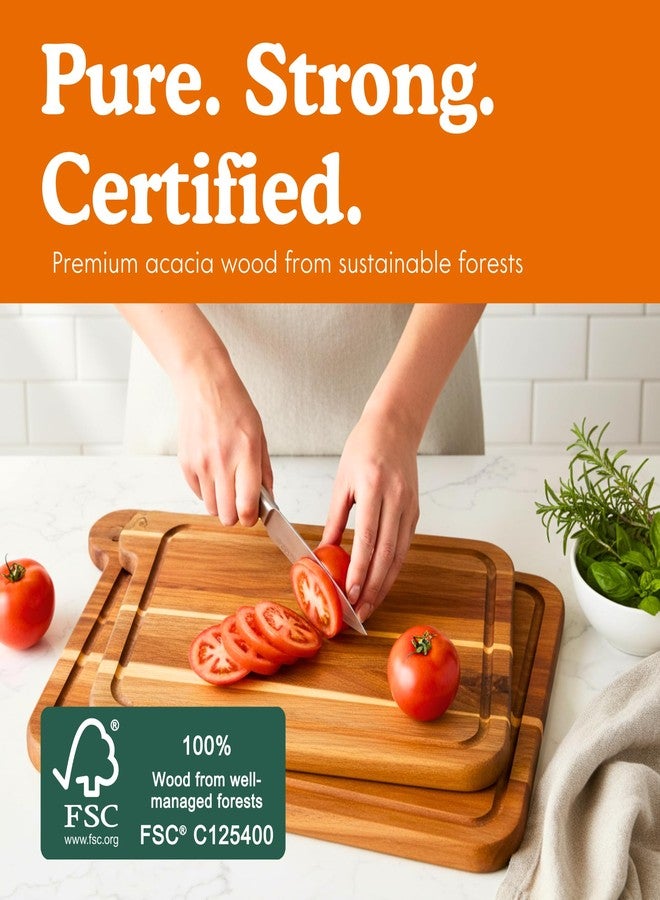 Ziruma Non Toxic Cutting Boards - Cutting Board Set Free of Mineral Oil, Made of FSC Acacia Wood - Cutting Boards for Kitchen - Includes 3 Chopping Boards. By Ziruma - Image 5