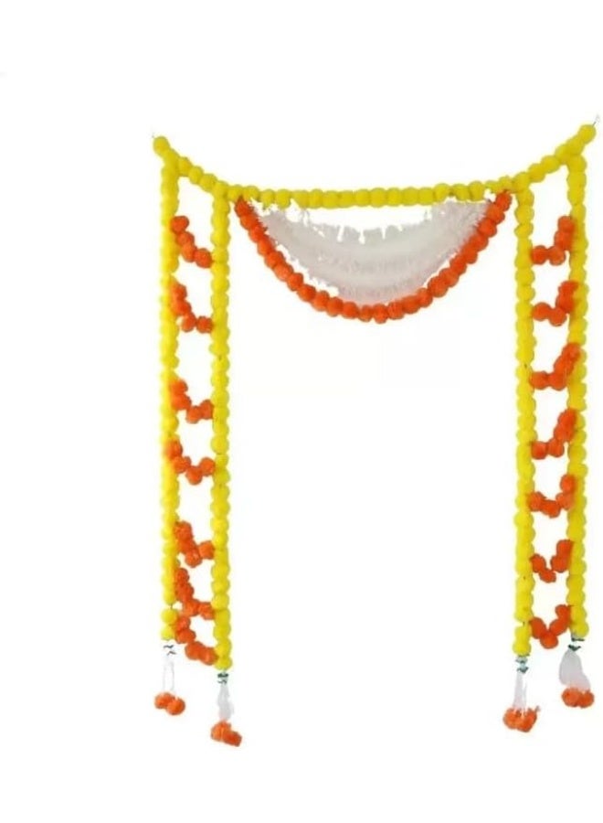 Day To Day سلسلة زهور صناعية مزخرفة مع زهور الماريغولد الصفراء والبرتقالية لتزيين الأبواب - Image 1