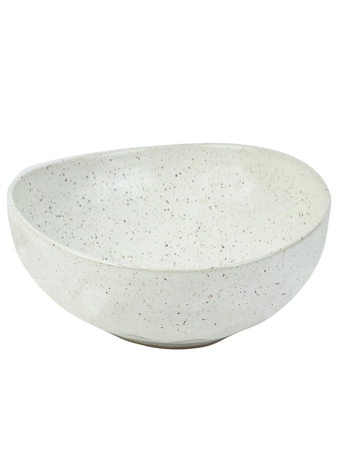salomayes Decorative Ceramic Bowl, White, Medium Special-Shaped, Retro Design, Vintage Style, 10x3.15 Inches, Hand Wash Only - Image 1