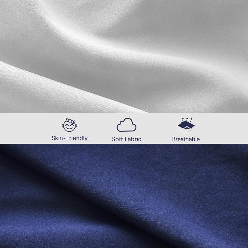 Biloban Baby Bassinet Sheets 4 Pack Compatible with SNOO Smart Sleeper and Chicco LullaGo Anywhere Portable Bassinet, Ultra Soft & Skin-Friendly, Grey and Navy Blue - Image 3