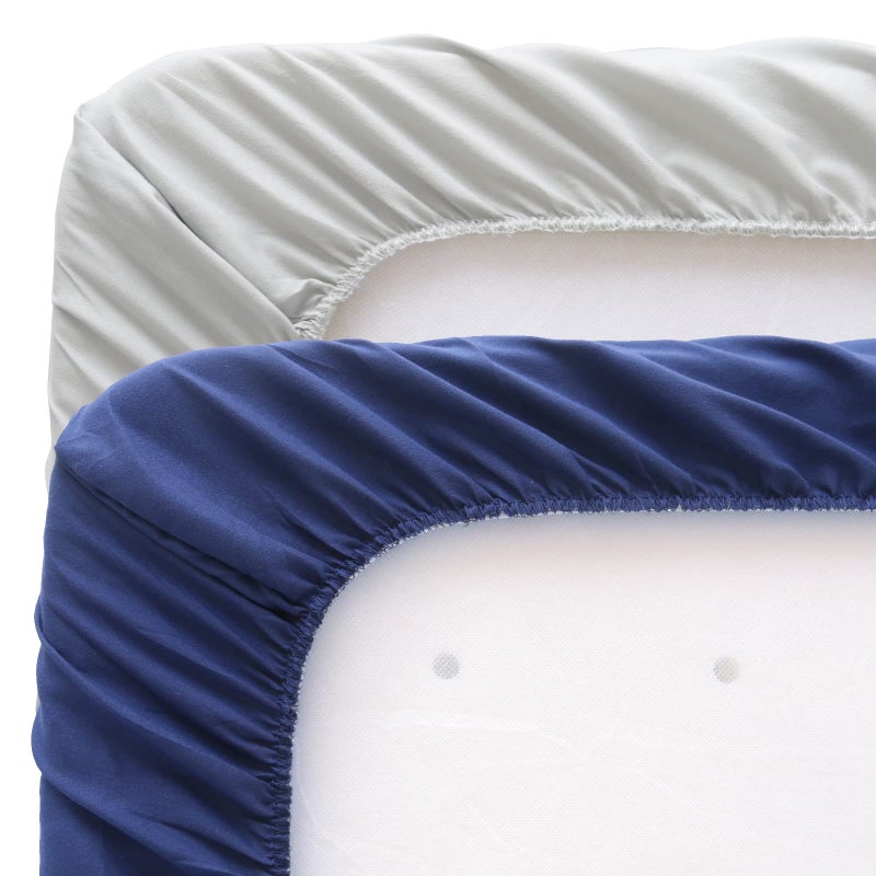 Biloban Baby Bassinet Sheets 4 Pack Compatible with SNOO Smart Sleeper and Chicco LullaGo Anywhere Portable Bassinet, Ultra Soft & Skin-Friendly, Grey and Navy Blue - Image 4