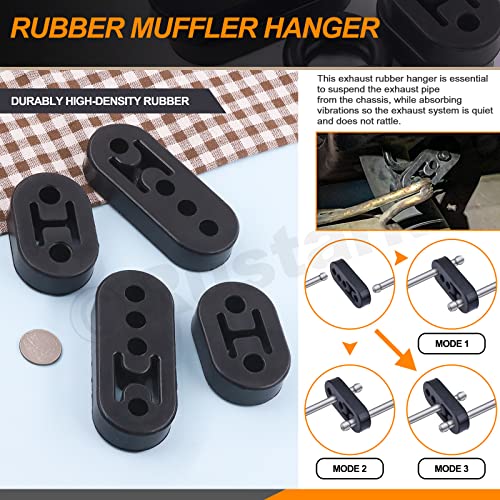 Rustark 8Pcs Car Exhaust Rubber Hangers Muffler in 2 Holes and 4 Holes with High Density Rubber Muffler O Ring, Insulator Muffler Bracket Bushing Mount for Car Truck - Image 5