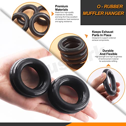 Rustark 8Pcs Car Exhaust Rubber Hangers Muffler in 2 Holes and 4 Holes with High Density Rubber Muffler O Ring, Insulator Muffler Bracket Bushing Mount for Car Truck - Image 4