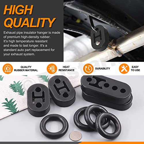 Rustark 8Pcs Car Exhaust Rubber Hangers Muffler in 2 Holes and 4 Holes with High Density Rubber Muffler O Ring, Insulator Muffler Bracket Bushing Mount for Car Truck - Image 3