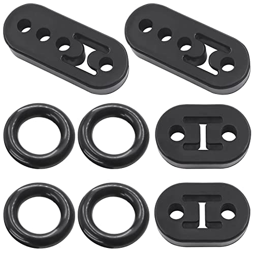 Rustark 8Pcs Car Exhaust Rubber Hangers Muffler in 2 Holes and 4 Holes with High Density Rubber Muffler O Ring, Insulator Muffler Bracket Bushing Mount for Car Truck - Image 1