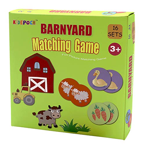 KiDEPOCH Memory Match Game 16 Matching Pairs Preschool Memory Games Featuring Barnyard Element Non Toxic Educational Memory Matching Game Perfect for Kids Toddlers 3 Year Old or Up - Image 1