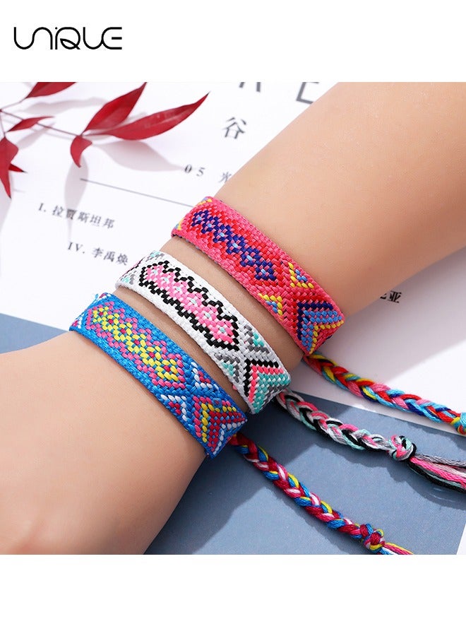 Unique 12 - Piece Nepal Woven Friendship Bracelets Adjustable Braided Bracelets Woven Bracelet String Friendship Bracelets with a Sliding Knot Closure for Women Girls Kids  - Image 4
