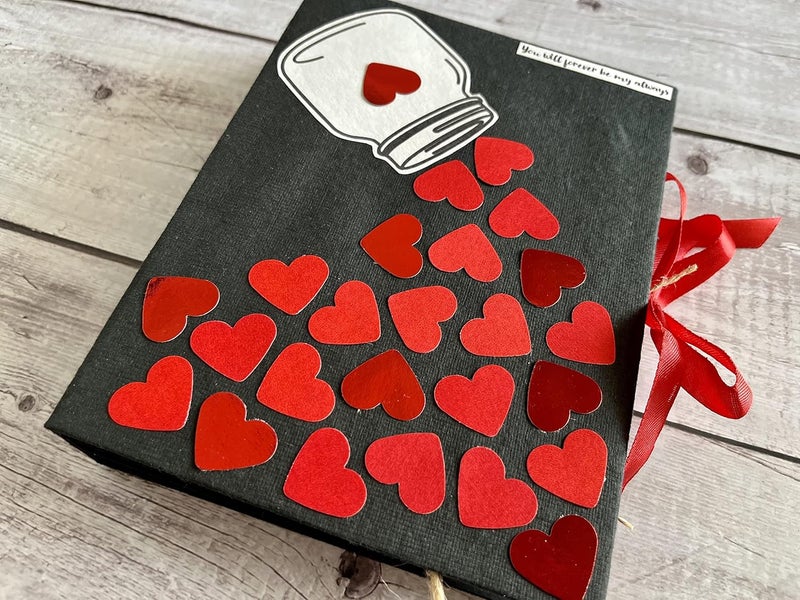 Crafted Forever Black falling hearts for birthdayanniversaryvalentinesweddingproposal 8x6 inch size can fit 30 photos No photos