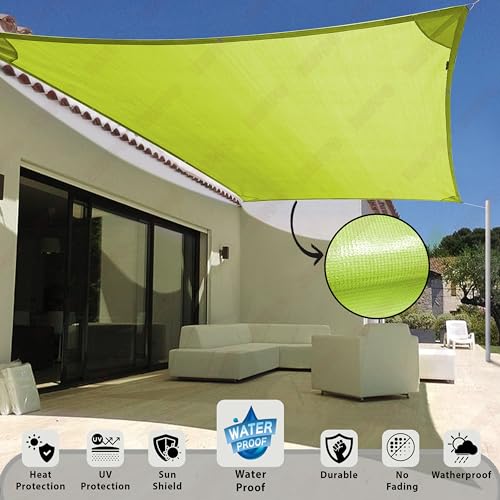 HIPPO Waterproof Rain Sail HDPE Fabric Rain Protection Sails for Terrace Shed, Shade Awnings for Car Parking (Lime-Grass, 8.00FTX5.00FT - Image 2