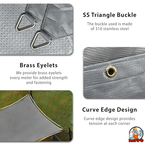 HIPPO Waterproof Rain Sail HDPE Fabric Rain Protection Sails for Terrace Shed, Shade Awnings for Car Parking (Lime-Grass, 8.00FTX5.00FT - Image 3
