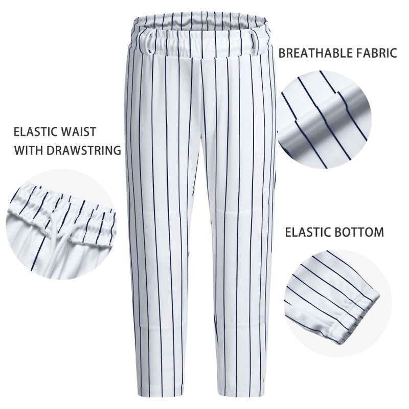 QBK 2T/3T/4T/5T Toddler Baseball Pants Youth Softball Pants Kids Tee Ball Pants for Boy Girl Navy Pinstripeï¼ˆWhite/Navy 2Tï¼‰ - Image 5