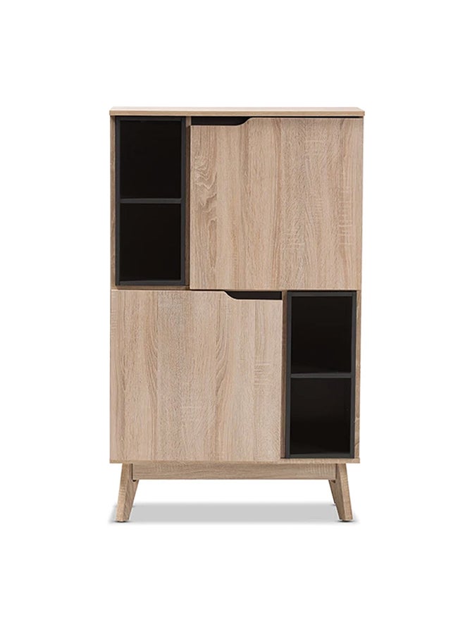 AtoZ Furniture خزانة تخزين متعددة الأغراض من باكستون بلونين من خشب البلوط والرمادي باللون البيج 