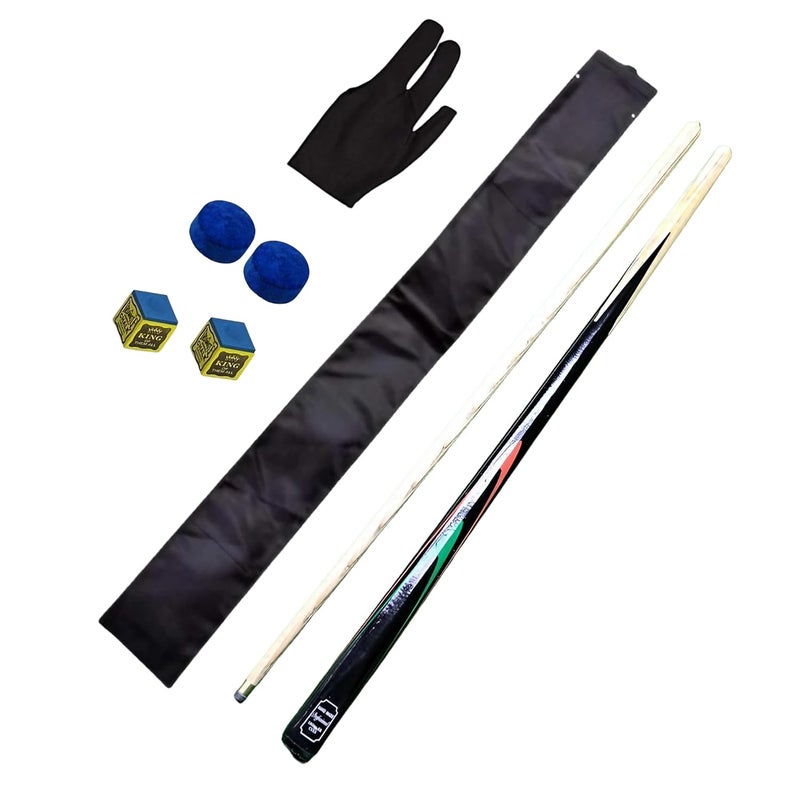 JBB Billiards Snooker Cue Stick and Pool Cue Stick Combo with a 9mm Half Joint Cue Stick, a Glove, 2 Tips, 2 chalks and a cue Cover - Image 1