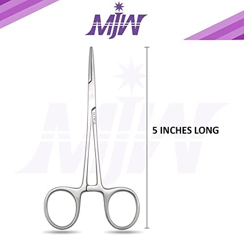 MJW Professional Hemostat Fishing Forceps of Stainless Steel Used as Jewelry Fly Fishing Forceps and Unhooking Fish Pliers Pet Dog Ear Hair Grooming Tweezers 5 Mosquito Straight - Image 3