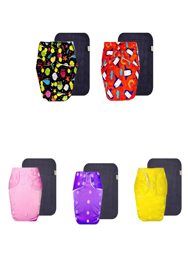 حفاضات قماشية فاخرة من دمبلدو مع حشوة رمادية (عبوة من 5) | ملائمة تمامًا | وسادة ماصة من 6 طبقات | سهلة التنظيف | مصممة من قبل الأمهات | من 3 أشهر إلى 3 سنوات | للجنسين - Image 1