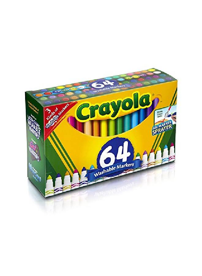 Crayola Washable Marker Set Gift For Kids Gel Markers Window Markers Broad Line Markers 64Count - Image 2