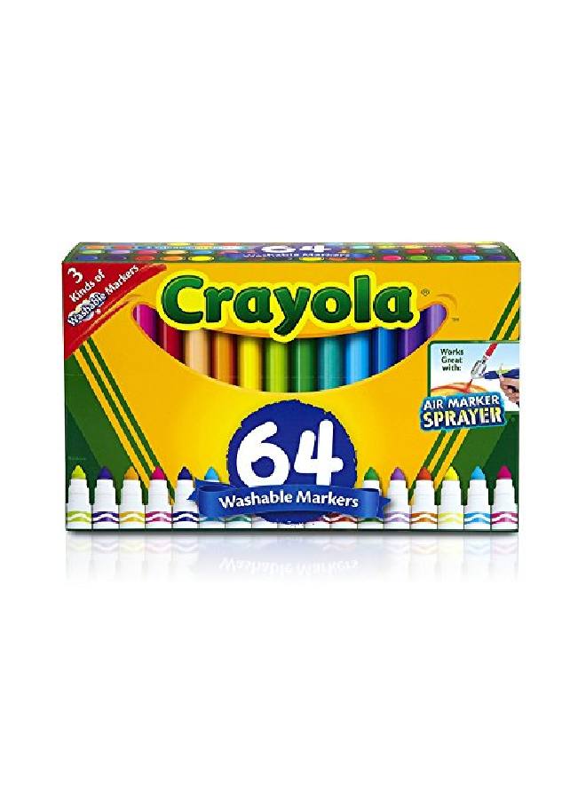 Crayola Washable Marker Set Gift For Kids Gel Markers Window Markers Broad Line Markers 64Count - Image 1