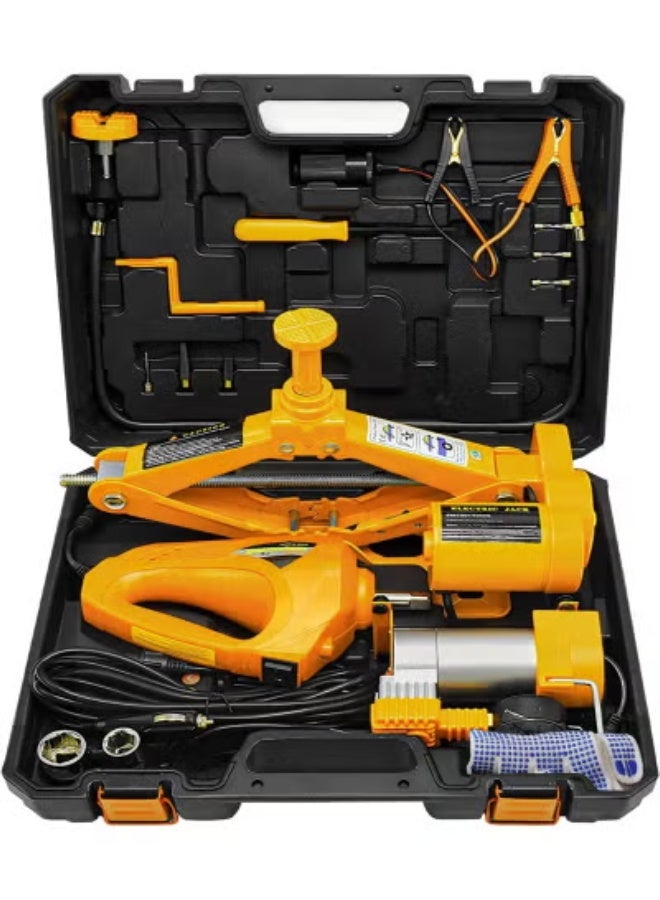 Electric Scissor Car Jack Kit - 3-in-1 Automatic Lifting Set - Includes Electric Impact Wrench & Tire Inflator for SUV & Sedan - Image 1