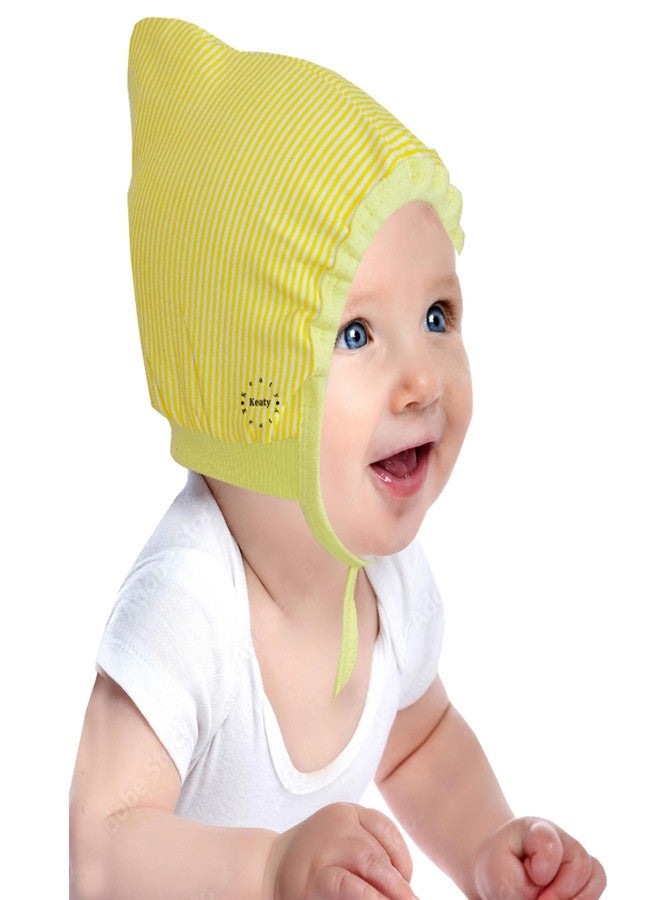 KEATY New Born Baby Boys and Girls Double Layer Hosiery Cotton Tie Knot Cap| Unisex Multicolor Topi| Adjustable Head Protect Baby Hat Pack of 3 (in, Age, 18 Months, 24 Months, Baby Boys, Line Cap) - Image 4