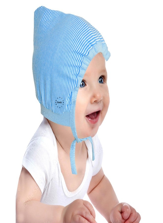KEATY New Born Baby Boys and Girls Double Layer Hosiery Cotton Tie Knot Cap| Unisex Multicolor Topi| Adjustable Head Protect Baby Hat Pack of 3 (in, Age, 18 Months, 24 Months, Baby Boys, Line Cap) - Image 2