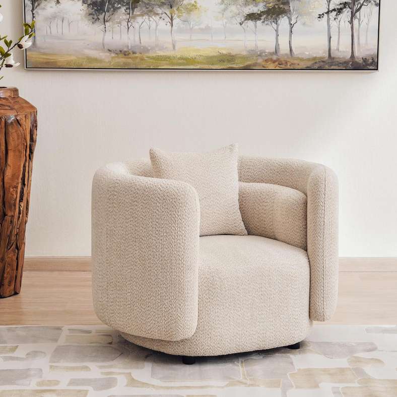 Pan Home Beige Single Seater Sofa for Living Room