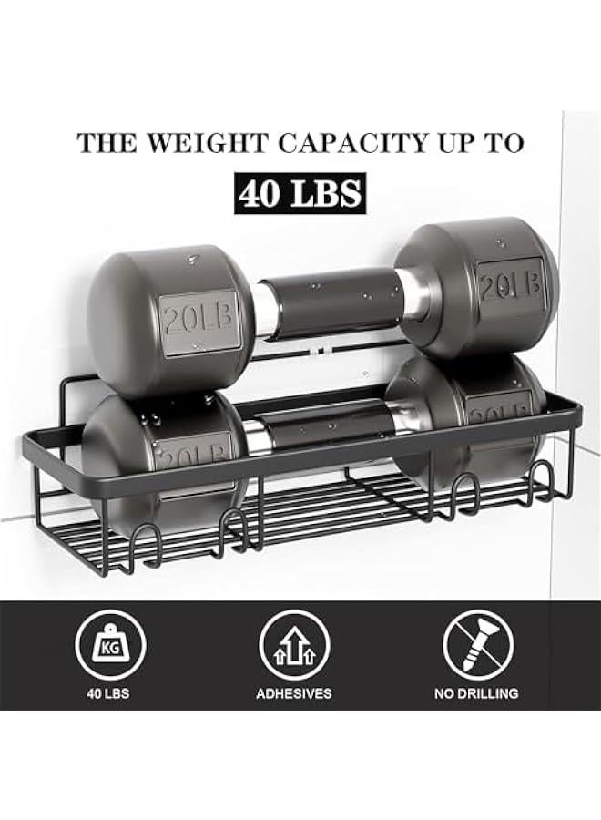 هوكور حامل دش من سابوولف، منظمات دش الحمام، ارفف دش سوداء للدش الداخلي، سلال رف حائط من الستانلس ستيل مثبتة على الحائط والمواد اللاصقة - Image 3