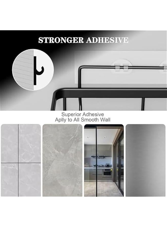 هوكور حامل دش من سابوولف، منظمات دش الحمام، ارفف دش سوداء للدش الداخلي، سلال رف حائط من الستانلس ستيل مثبتة على الحائط والمواد اللاصقة - Image 4