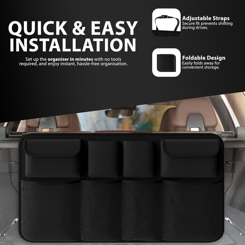 ZENO Car Boot Seat Organiser with 8 Storage Bags - Foldable and Waterproof - Image 3
